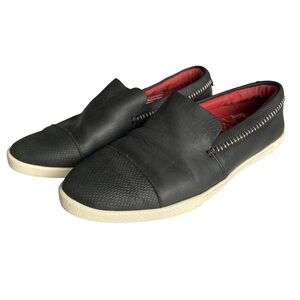 Olukai Alohi Shoes Womens Size 7 Black Leather Slip On Sneaker Boat Shoes